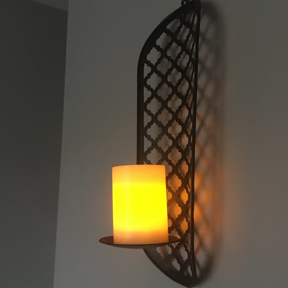 World Market Metal Wall Sconce w/ LED Candle